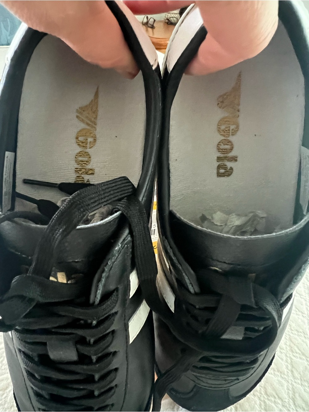 NWB Gola Bullet Leather Sneakers — Black/White - Picture 3 of 5